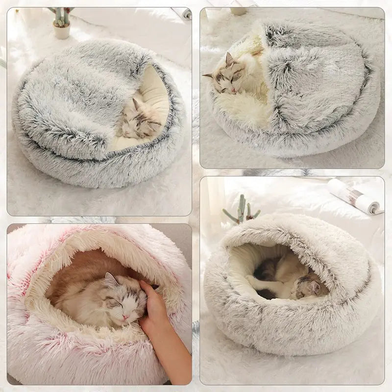 FurHaven ✨🐕🐈 – Luxury Covered Round Pet Bed for Dogs & Cats