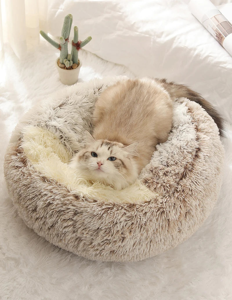 FurHaven ✨🐕🐈 – Luxury Covered Round Pet Bed for Dogs & Cats