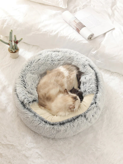 FurHaven ✨🐕🐈 – Luxury Covered Round Pet Bed for Dogs & Cats