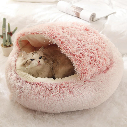 FurHaven ✨🐕🐈 – Luxury Covered Round Pet Bed for Dogs & Cats