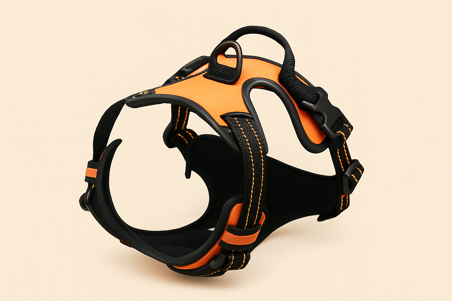 Orange harness with cream background